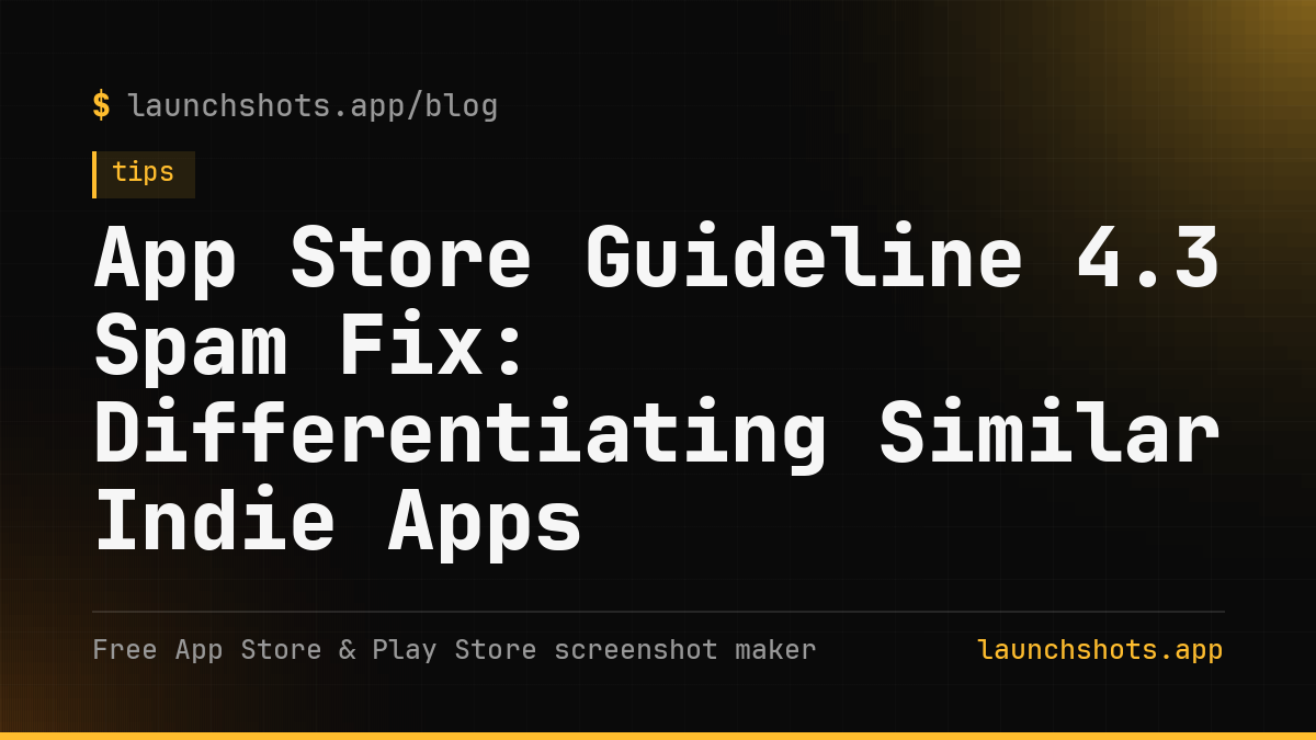 App Store Guideline 4.3 Spam Fix: Differentiating Similar Indie Apps