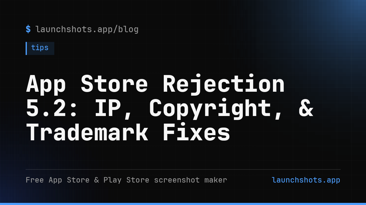 App Store Rejection 5.2: IP, Copyright, & Trademark Fixes