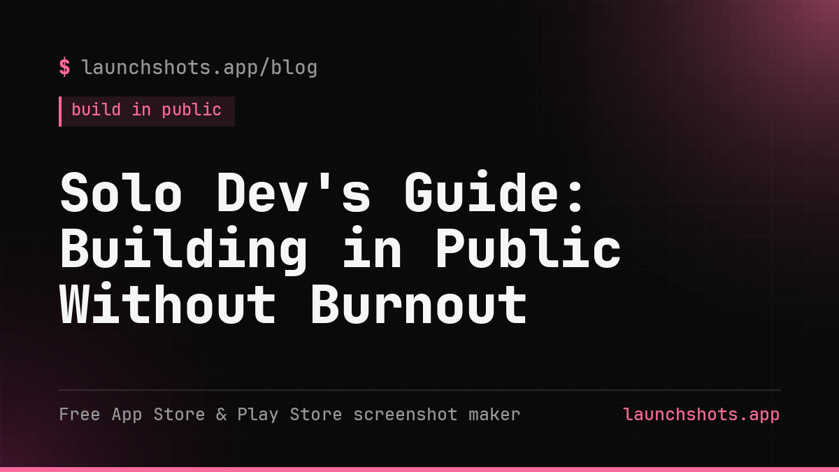 Solo Dev's Guide: Building in Public Without Burnout