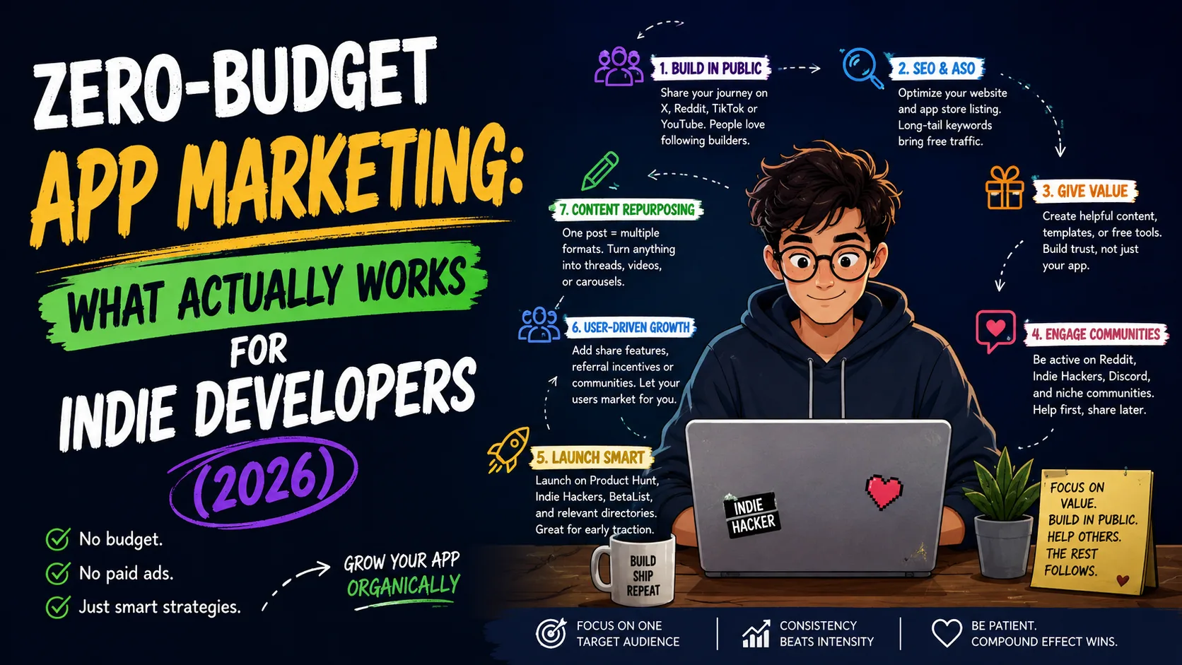 Zero-budget app marketing: what actually works for indie developers (2026)