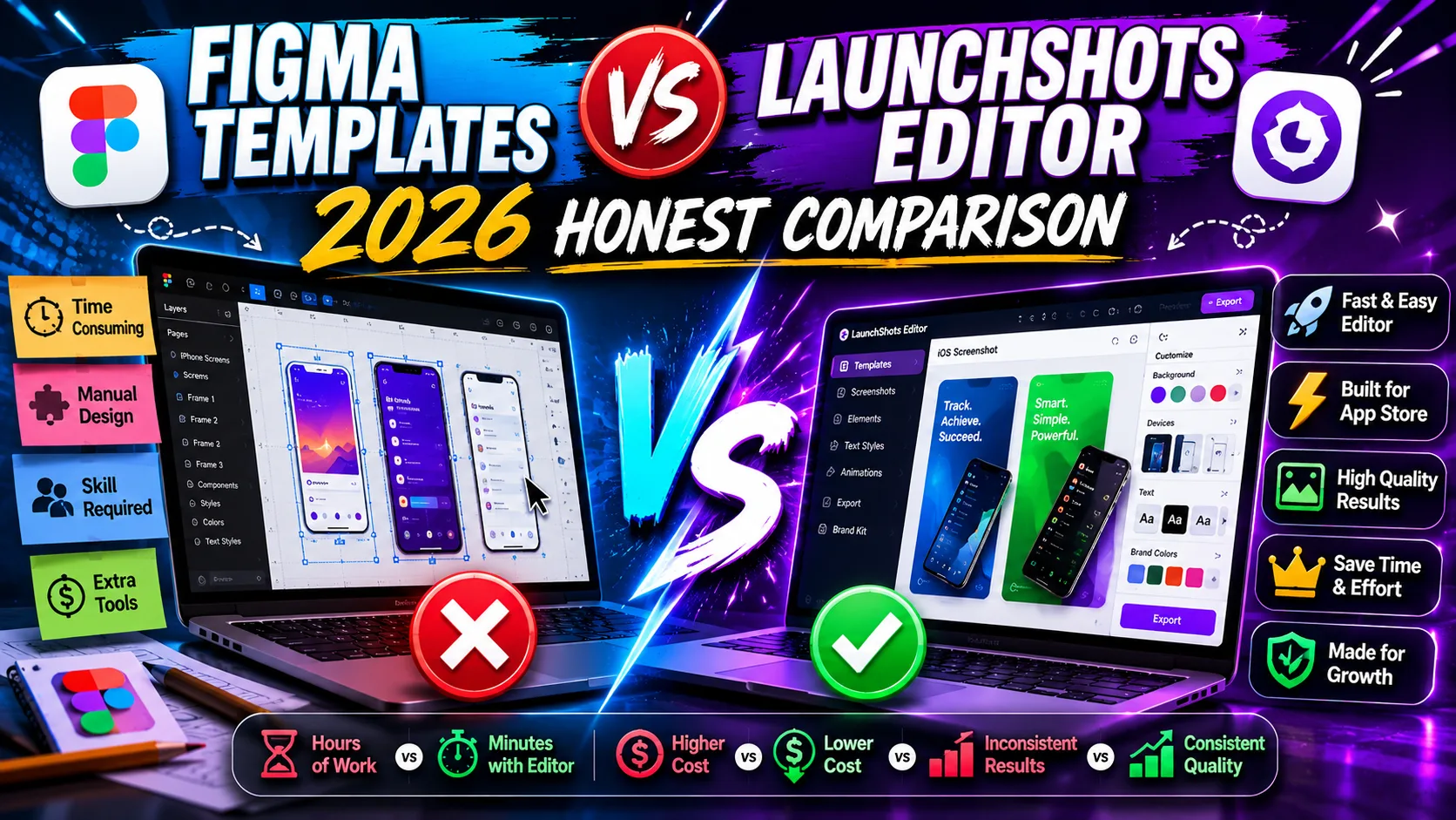 Figma Templates vs LaunchShots Editor: 2026 Honest Comparison